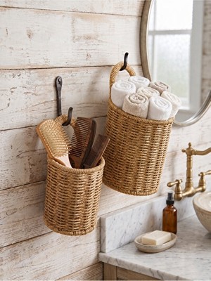 Maison Luré Iki Boy Kulplu Rattan Sepet, Asılabilir Dekoratif Saksı ve Çiçeklik