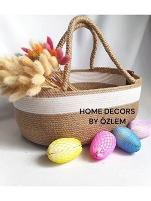 Maison Luré El Emeği Oval Hasır Sepet Kulplu ile Şık ve Fonksiyonel Saklama