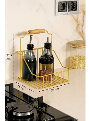 Maison Luré Altın Parlak Ahşap Kulplu Retro Sepet – Şık ve Çok Amaçlı Organizer