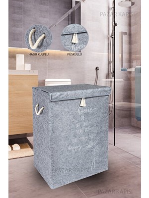 Maison Luré Gri Keçe Kapaklı Çok Amaçlı Mega Saklama Çamaşır Sepeti