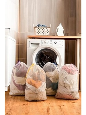 Maison Luré Renkli Çamaşır ve Ayakkabı Yıkama Filesi - 4’lü Set, Koruyucu ve Pratik Çamaşır Sepeti
