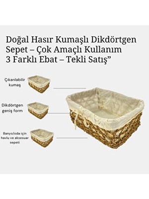 Maison Luré Krem Renkli Hasır Dikdörtgen Sepet, Iç A ve Çok Amaçlı Kullanım