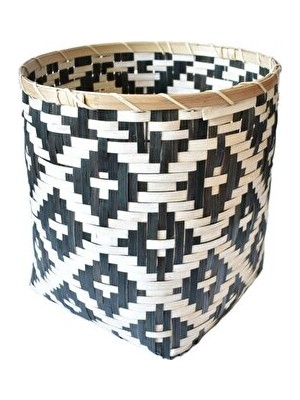 Maison Luré Zigzag Desenli Bambu Sepet, Şık ve Doğal Dekoratif Saklama Çözümü