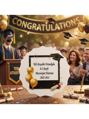 Hayaller Dükkanı 30 Adet Üniversite Veya Lise Temalı Ahşap Magnet Mezuniyet Hatırası