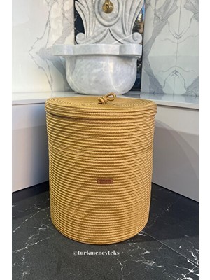 Maison Luré Kapaklı Jüt Hasır Çamaşır ve Oyuncak Sepeti, 40X45 cm Boyutunda Çamaşır Sepeti
