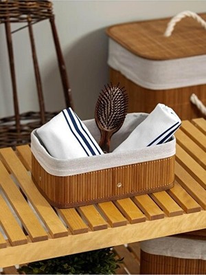 Maison Luré Kahverengi Ahşap Organizer, 26X16X10 Cm, Estetik Saklama Çözümü Sepet