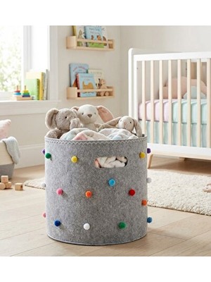 Maison Luré Ponlu Gri Keçe Organizer Tatlı Sepet