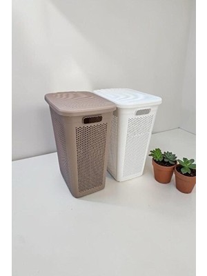 Maison Luré Kapaklı 90 Litre Dekoratif Çamaşır Sepeti, Geniş ve Kullanışlı