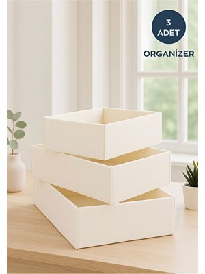 Maison Luré Krem Keçe Çok Amaçlı Organizer Sepet Seti ile Düzen Sağlar