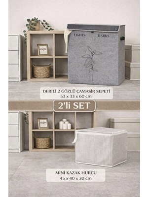 Maison Luré Mini Çok Amaçlı Katlanır Çamaşır Sepeti, Renkli ve Koyu Tasarım