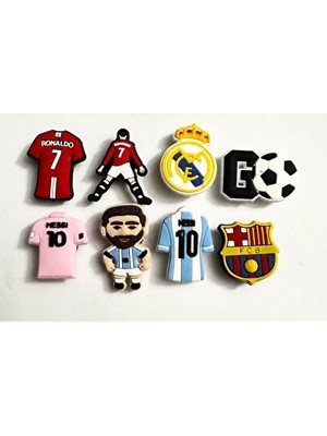 Maison Luré Messi ve Ronaldo Temalı Crocs Süsleri - 8 Adet Renkli Deniz Malzemesi