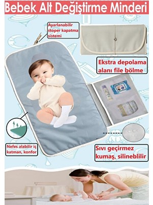 Maison Luré Sivı Geçirmez Bebek Bakım Örtüsü ve Alt Değiştirme Matı Bebek Bakım Çantası