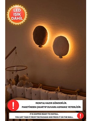 Maison Luré Balon Şekilli LED Gece Lambası - Bebek ve Çocuk Odası Dekoru Masa ve Gece Lambası