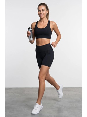 FullaModa Beli Lastikli Dalgıç Kumaş Spor Şort Tayt