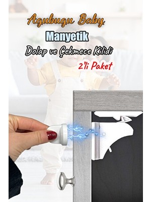 Maison Luré Manyetik Gizli Dolap Kilidi - Çift Kilitli ve Anahtarlı Güvenlik Koruyucu ve Kilit