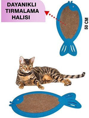Maison Luré Balık Şeklinde Eğlenceli Kedi Tırmalama Oyuncağı ve Halısı Kedi Tırmalaması