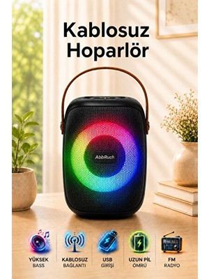Maison Luré Taşınabilir Rgb Ledli Kablosuz Bluetooth Hoparlör ile Güçlü Ses