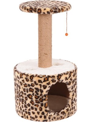 Maison Luré Silindir Formunda Kedi Tırmalama Platformu, Leopar Desenli, 72 cm Kedi Tırmalaması