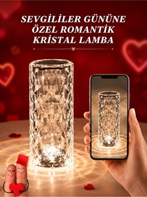 Maison Luré Sevgililer Günü Hediye Kristal Lamba, USB Şarjlı ve Şık Tasarım Masa ve Gece Lambası