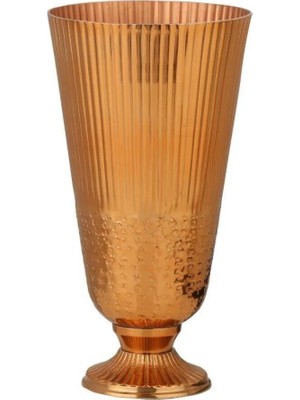 Empressco Bakır Çizgili Dekoratif Büyük Metal Vazo 21X42CM AK.IR0148