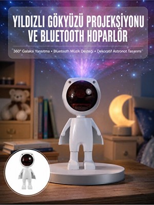 Maison Luré Gün Batımı ve Astronot Temalı Arka Plan Projektörü Masa ve Gece Lambası
