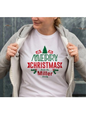 Zenviaa Yılbaşı Merry Christmas Miller Baskılı Oversize Bisiklet Yaka T-Shirt - Beyaz Zenviaac1