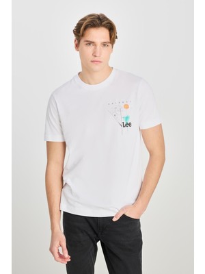 Lee Erkek Regular Fit Pamuklu Bisiklet Yaka Baskılı Beyaz T-SHIRT-L2510319