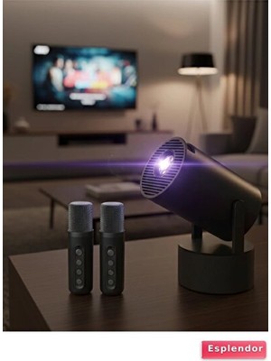 Maison Luré Çok Fonksiyonlu 3ü1 Arada Projeksiyon – Karaoke ve Bluetooth Hoparlör Masa ve Gece