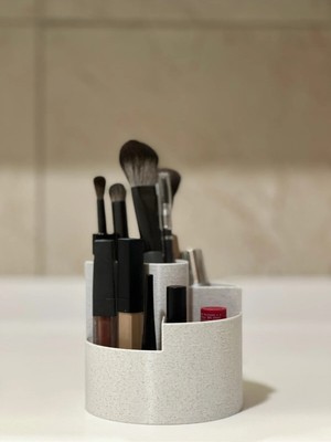 Empressco Şık Modern 5 Bölmeli Makyaj Organizeri - Mermer Beyaz - 10CM