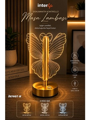 Maison Luré Sarjlı ve Dokunmatik Kelebek Model Masa Lambası - Modern ve Şık Tasarım