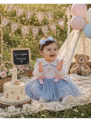 ministok Bluebell Dream Yakası Nakış Detaylı Tütü Etekli Kız Bebek Elbise