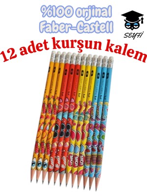 12 Adet Pop-Art Silgili Kurşun Kalem Faber Castell