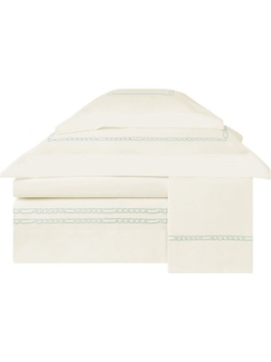 Valeron Maillon Mint Işlemeli Pamuk Saten Çift Kişilik Nevresim Takımı 200 x 220 cm