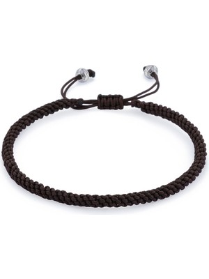 AtolyeWolf Knot Kahverengi Erkek Gümüş Bileklik