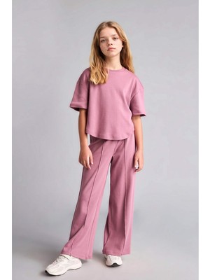 DeFacto Geniş Kesim 2'li Gül Kurusu Takım Kız Çocuk I0592A826AU