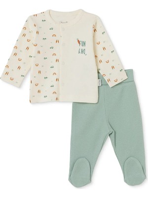 Bebetto Erkek Bebek Hırka-Alt Araba Baskılı Çıtçıtlı Bisiklet Yaka Long Sleeve Patikli