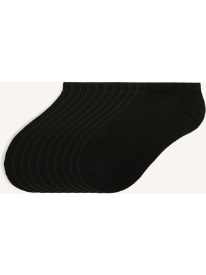 DeFacto Erkek 10'lu Pamuklu Sneaker Siyah Çorap I3490AXNS