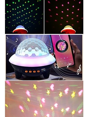 Maison Luré Müzikli ve Işıklı Bluetooth Projektörlü Gece Lambası Masa ve Gece Lambası