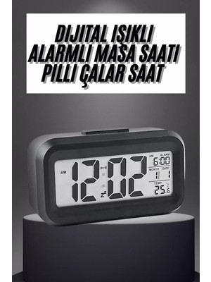 Gece Dijital Masa Saati Dijital Alarmlı LED Ekran Pilli Çalar Saat Midastech
