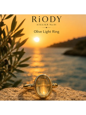 Riody Atelier No.01 Olive Light Ring | El Işçiliği Doğal Taş Gold Kadın Yüzük