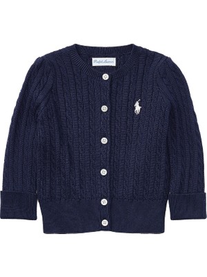 Polo Ralph Lauren Koyu Lacivert Saç Örgülü Kız Bebek Triko Hırka