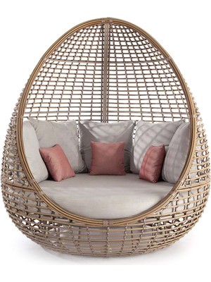Vitello Faber Bej Rattan Daybed Bahçe Koltuğu