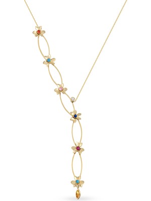 Orena Jewelry Flower Pırlanta Taşlı 14 Ayar Altın Kadın Kolye