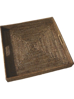 King Zoo Kare Rattan Servis Tepsisi