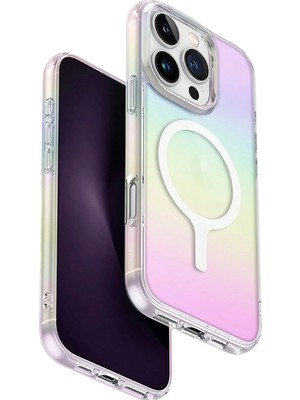 Uniq Iridescia iPhone 16 Pro Max Beyaz Rainbow Magsafe Uyumlu Telefon Kılıfı
