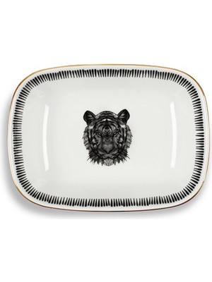 Some Home İstanbul Bold Collection Kaplan Figürlü Porselen Meze Tabağı 17 cm