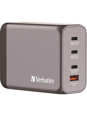Verbatim 32204 GNC-200 200W 2 x Usb-C® Pd 100W / 1 x Usb-C® Pd 65W / 1 x USB Qc 3.0 Eu/uk/us Gan Charger Hızlı Şarj Cihazı