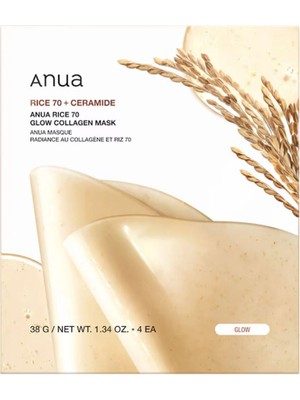 Anua Rice 70 Glow Collagen Mask 4ea Nemlendirici Hidrojel Yüz Maskesi 38 gr