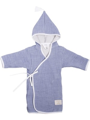Miela Kids Marshmallow Denim Mavi Pamuklu Unisex Çocuk Kimono Bornoz