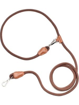 Zoe Pet Atelier Kahverengi Taba Paracord ve Deri Eller Serbest Köpek Göğüs Tasması